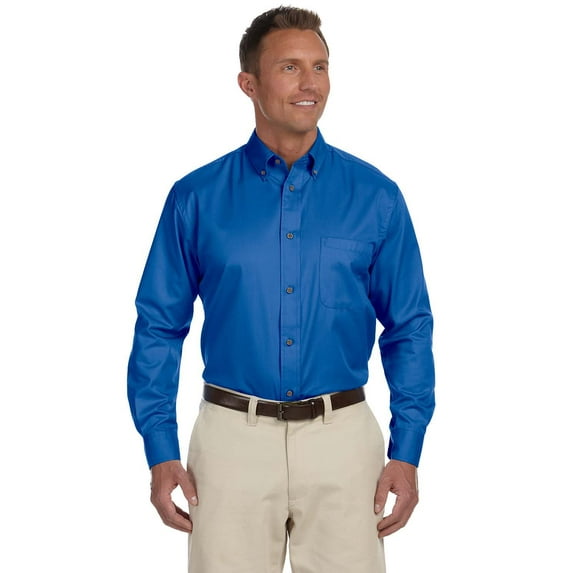 Harriton Easy Blend Long-Sleeve Twill Shirt with Stain-Release (M500) French Blue, 5XL