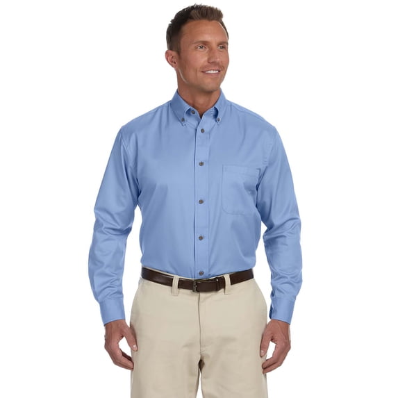 Harriton Easy Blend Long-Sleeve Twill Shirt with Stain-Release (M500) Light College Blue, 5XL