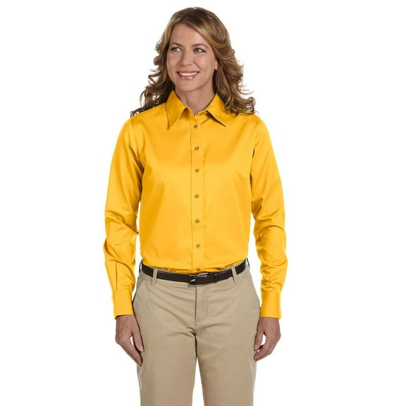 Harriton Easy Blend Long-Sleeve Twill Shirt with Stain-Release (M500W) Sunray Yellow, 3XL