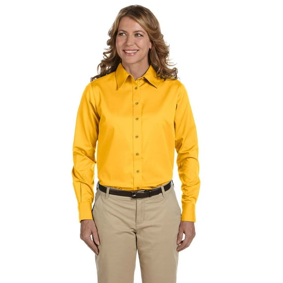 Harriton Easy Blend Long-Sleeve Twill Shirt with Stain-Release (M500W) Sunray Yellow, S