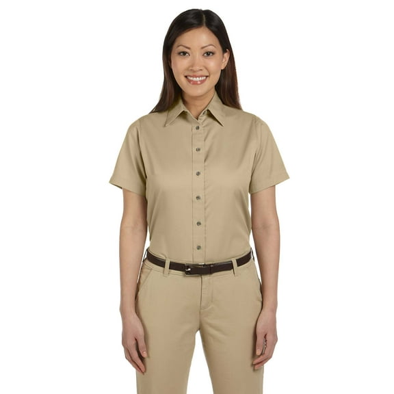 Harriton M500SW Women's Easy Blendâ„¢ Short Sleeve Twill Dress Shirt with Stain-Release-Stone-L