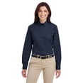 thumbnail image 1 of Harriton Foundation 100% Cotton Long-Sleeve Twill Shirt with Teflon (M581W) Dark Navy, 2XL, 1 of 3