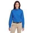 thumbnail image 1 of Harriton Foundation 100% Cotton Long-Sleeve Twill Shirt with Teflon (M581W) French Blue, L, 1 of 3
