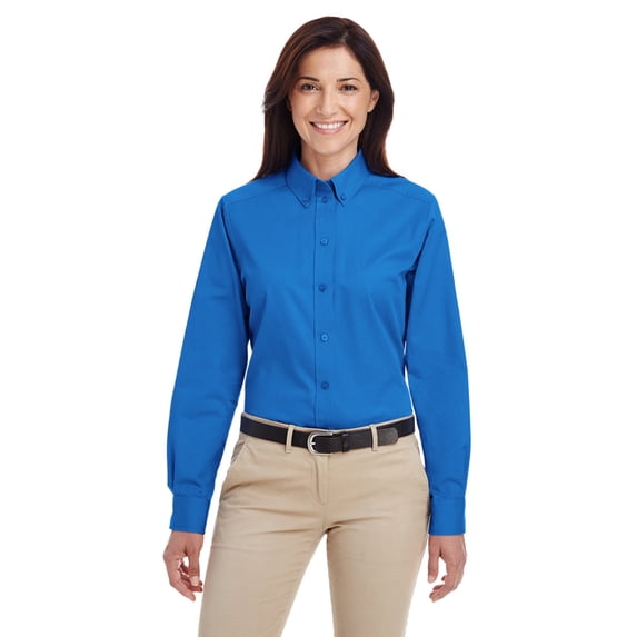 Harriton Foundation 100% Cotton Long-Sleeve Twill Shirt with Teflon (M581W) French Blue, M