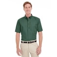 thumbnail image 1 of Harriton Foundation 100% Cotton Short-Sleeve Twill Shirt Teflon (M582) Hunter Green, M, 1 of 3