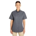 thumbnail image 1 of Harriton Foundation 100% Cotton Short-Sleeve Twill Shirt Teflon (M582W) Dark Charcoal, S, 1 of 6