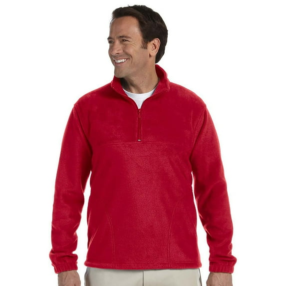 Harriton Harriton 8 Oz. Quarter Zip Fleece Pullover - Red - X-Large
