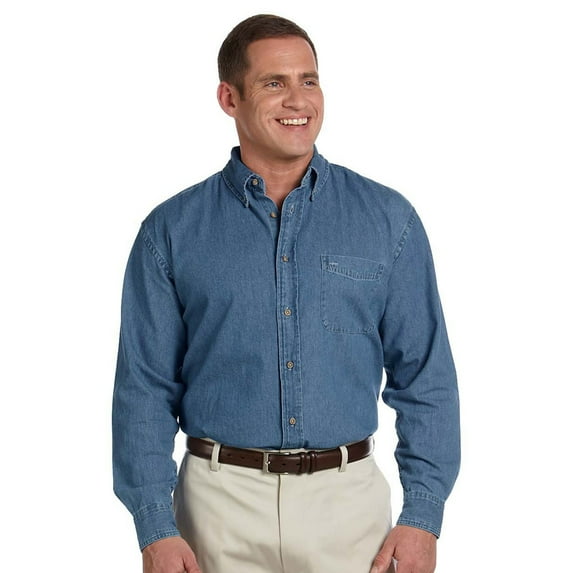 Harriton Harriton Men's 6.5 Oz. Long-Sleeve Denim Shirt - Light Denim - Large