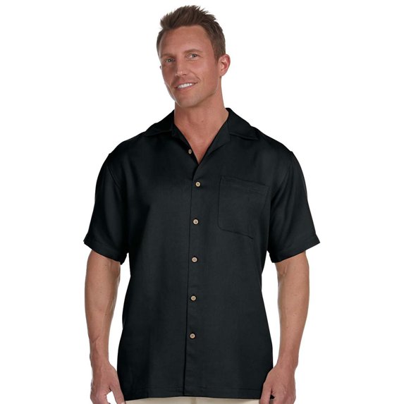 Harriton Harriton Men's Bahama Cord Camp Shirt - Black - Medium