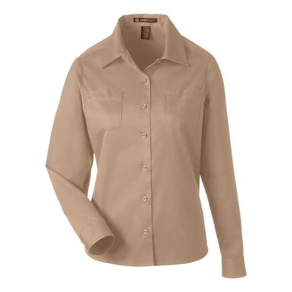 Harriton M585LW Women's Advantage IL Workshirt-Khaki-L