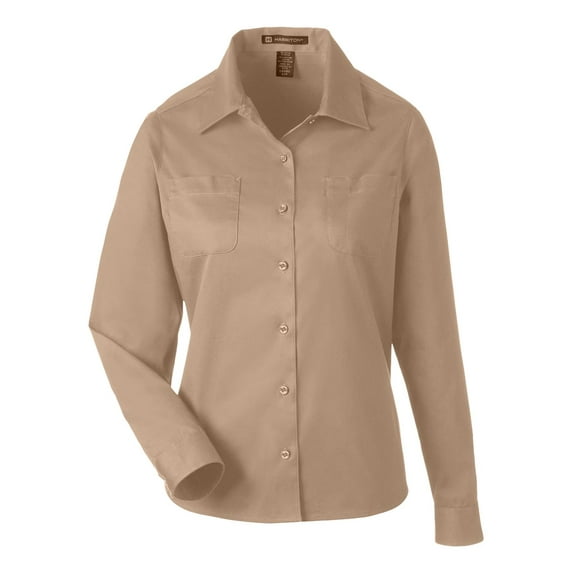 Harriton M585LW Women's Advantage IL Workshirt-Khaki-M