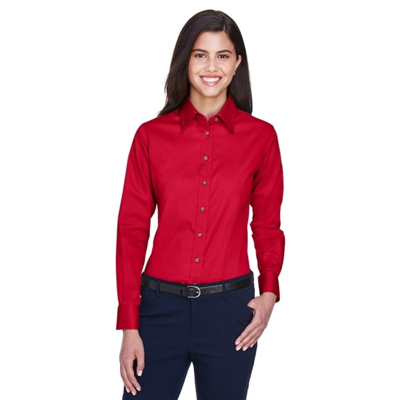 Harriton Ladies' Easy Blendâ„¢ Long-Sleeve Twill Shirt with Stain-Release - M500W