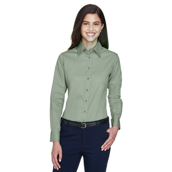 Harriton Ladies' Easy Blendâ„¢ Long-Sleeve Twill Shirt with Stain-Release - M500W