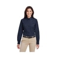 thumbnail image 1 of Harriton Ladies' Foundation 100% Cotton Short-Sleeve Twill Shirt Teflon, M581W ,DARK NAVY, XS, 1 of 1