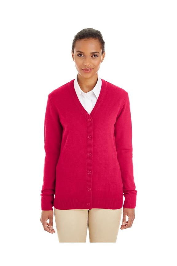 Ladies' Pilbloc V-Neck Sweater, M425W ,RED, XL