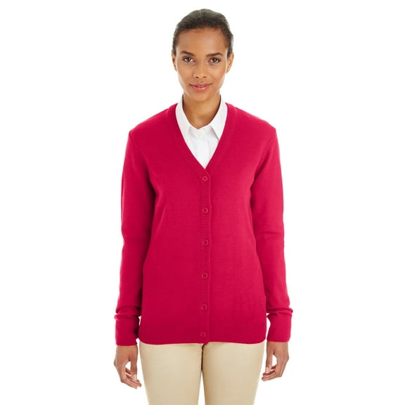 Harriton Ladies' Pilbloc V-Neck Sweater, M425W ,RED, XS