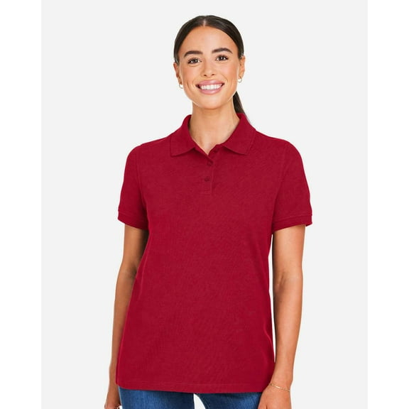 Harriton M205W Women's Valiant Cotton Snag Protect Polo-Red-XS