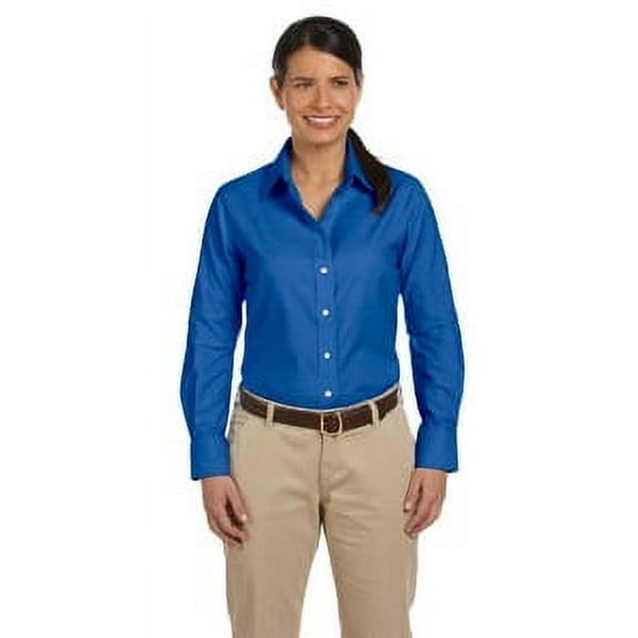 Harriton M600W Women's Long Sleeve Oxford Dress Shirt-French Blue-XL