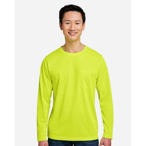 Harriton M118L Unisex Charge Snag and Soil Protect Long Sleeve T-Shirt-Safety Yellow-XL