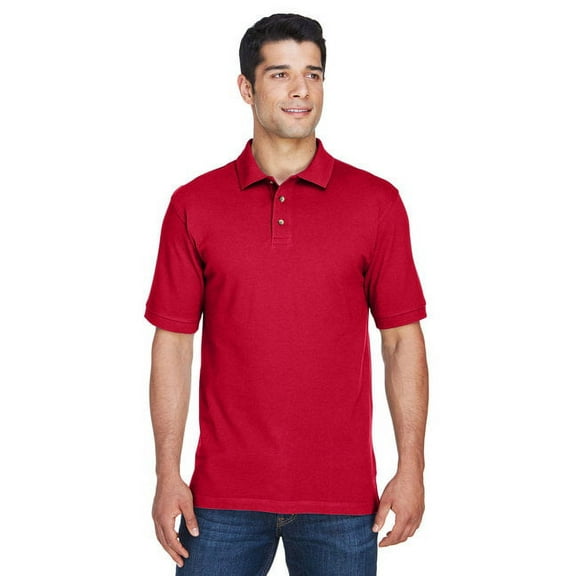 Harriton M200 Men's Pique Polo-Red-S