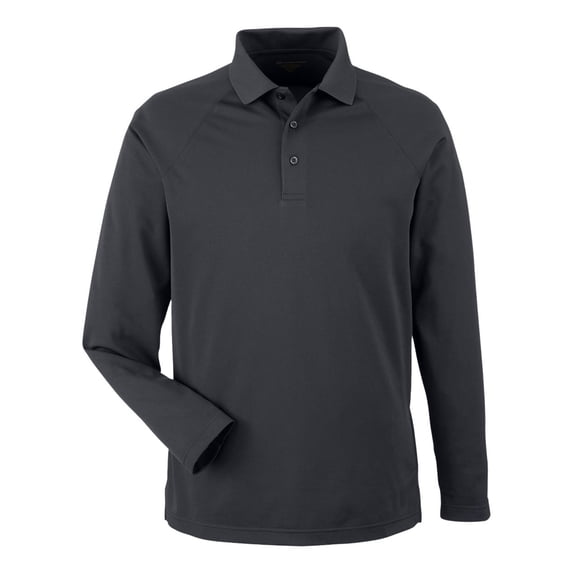 Harriton M208L Men's Charge Snag and Soil Protect Long Sleeve Polo-Dark Charcoal-3XL