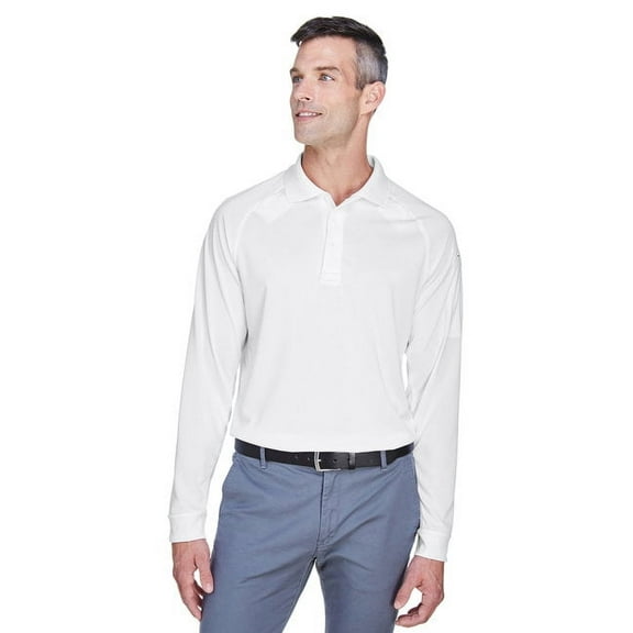 Harriton M211L Men's Advantage Long Sleeve Tactical Polo-White-XS