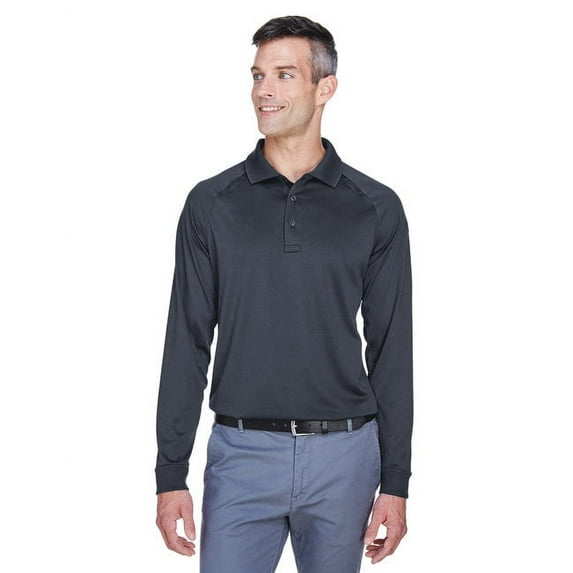 Harriton M211L Men's Advantage Long Sleeve Tactical Polo-Dark Charcoal-XS