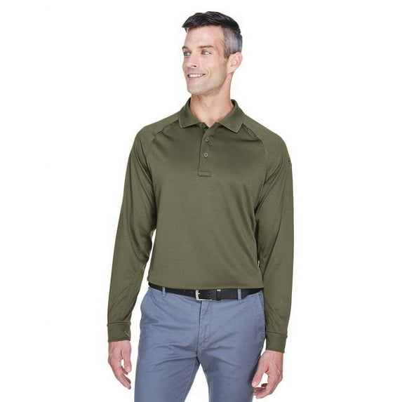 Harriton M211L Men's Advantage Long Sleeve Tactical Polo-Tactical Green-4XL