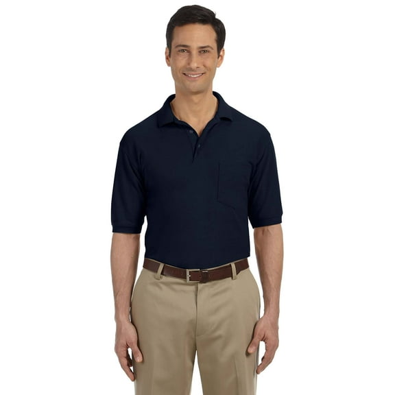 Harriton M265P Men's Easy Blend™ Polo with Pocket-Navy-S