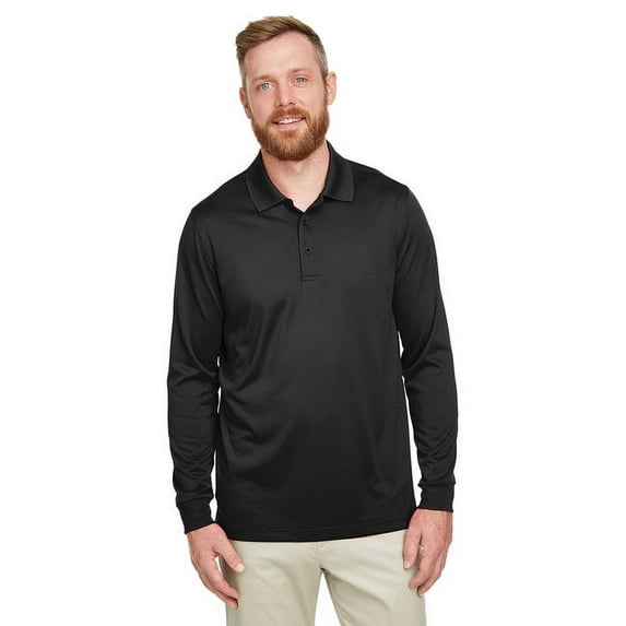 Harriton M348L Men's Advantage Snag Protection Plus IL Long Sleeve Polo-Black-2XL