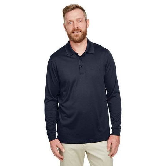 Harriton M348L Men's Advantage Snag Protection Plus IL Long Sleeve Polo-Dark Navy-S
