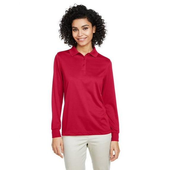 Harriton M348LW Women's Advantage Snag Protection Plus IL Long Sleeve Polo-Red-XL