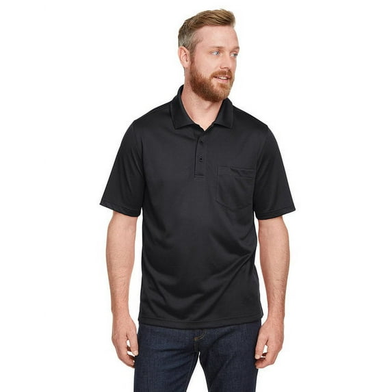 Harriton M348P Men's Advantage Snag Protection Plus IL Pocket Polo-Black-2XL