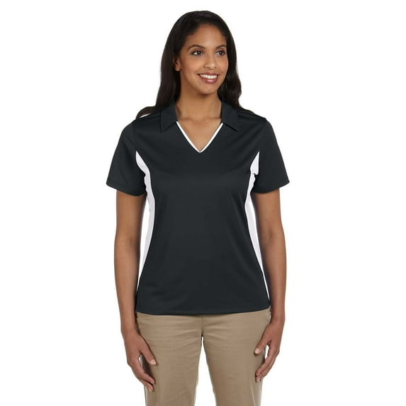 Harriton M355W Women's Side Blocked Micro Pique Polo