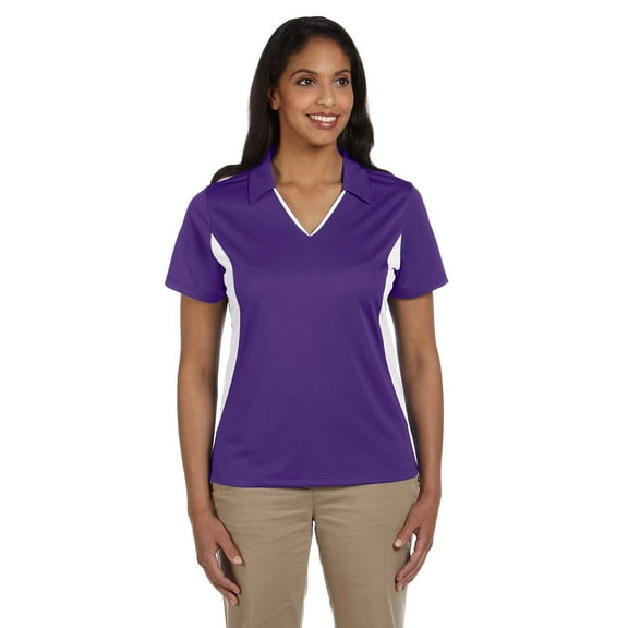 Harriton M355W Women's Side Blocked Micro Pique Polo