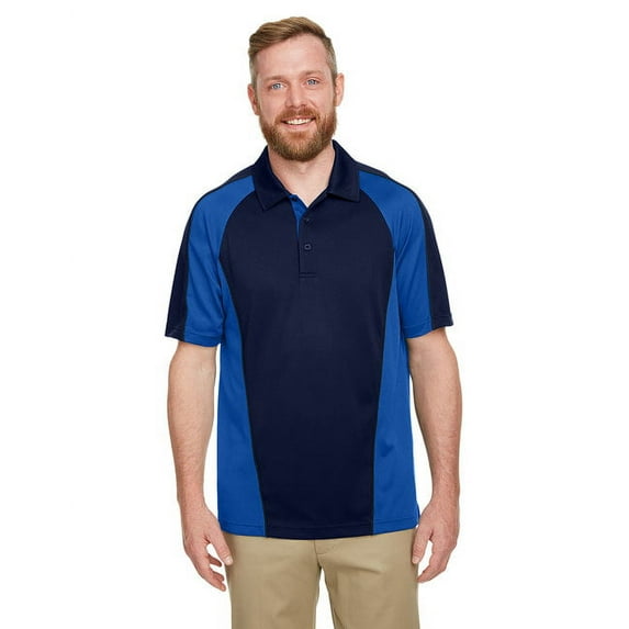 Harriton M385 Men's Advantage Snag Protection Plus IL Colorblock Polo-Dark Navy/ True Royal/ Dark Charcoal-5XL