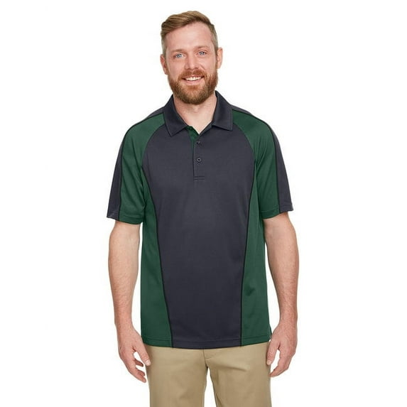 Harriton M385 Men's Advantage Snag Protection Plus IL Colorblock Polo-Dark Charcoal/ Dark Green/ Black-6XL