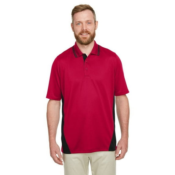 Harriton M386 Men's Flash Snag Protection Plus IL Colorblock Polo-Red/ Black-6XL