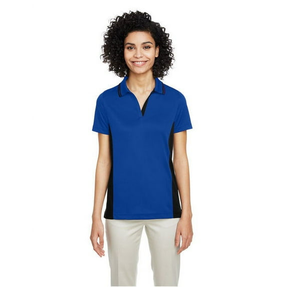 Harriton M386W Women's Flash Snag Protection Plus IL Colorblock Polo-True Royal/ Black-M