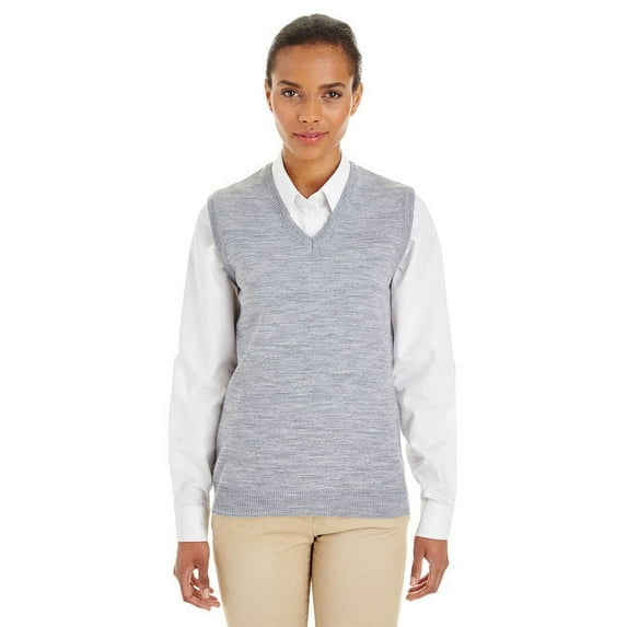 Harriton M415W Women's Pilbloc™ V-Neck Sweater Vest-Grey Heather-L