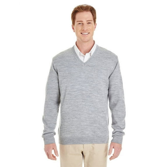Harriton M420 Men's Pilbloc™ V-Neck Sweater-Grey Heather-XS