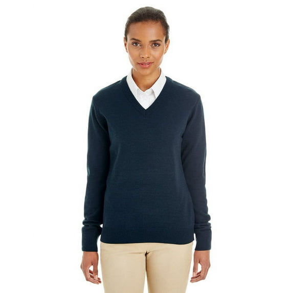 Harriton M420W Womens Pilbloc V-Neck Sweater-Dark Navy-XL