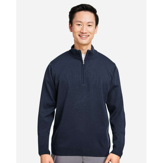 Harriton M421 Unisex Pilbloc™ Quarter-Zip Pullover Sweater-Dark Navy-M