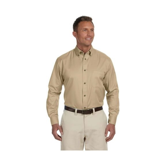 Harriton M500 Easy Blend Long-Sleeve Twill Shirt With Stain Release
