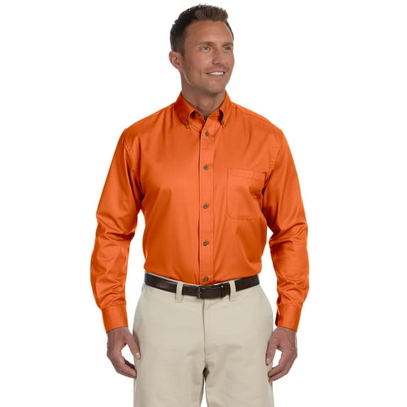 Harriton M500 Men's Easy Blend Long-Sleeve Twill Shirt with Stain-Release
