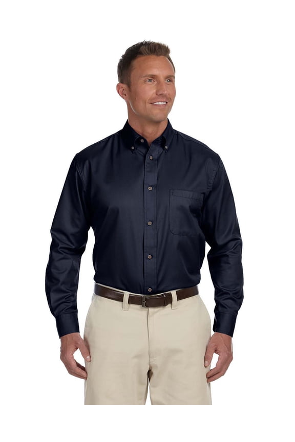M500 Men's Easy Blend Long-Sleeve Twill Shirt with Stain-Release