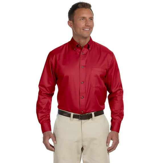 Harriton M500 Men's Easy Blend Long-Sleeve Twill Shirt with Stain-Release