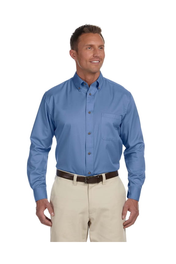 M500 Men's Easy Blend Long-Sleeve Twill Shirt with Stain-Release