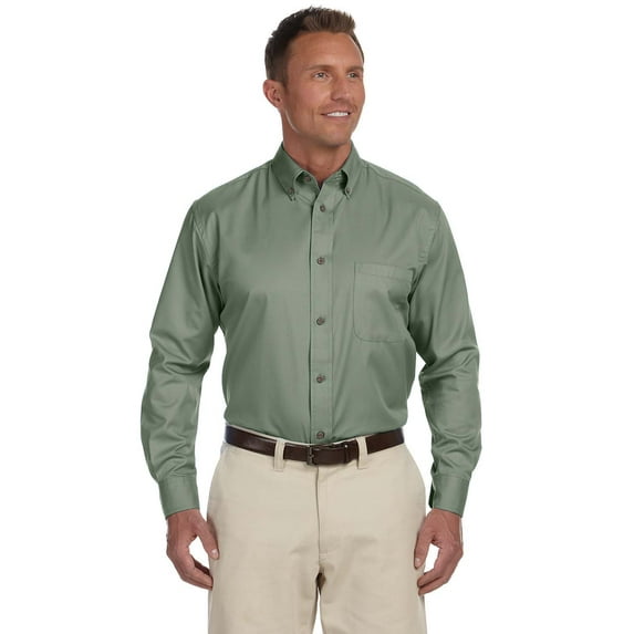 Harriton M500 Men's Easy Blend™ Long-Sleeve Twill Shirt with Stain-Release