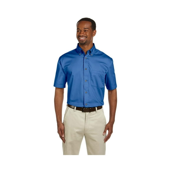 Harriton M500S Men's Easy Blend Short-Sleeve Twill Shirt with Stain Release